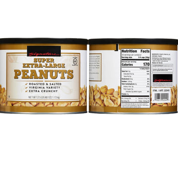 Signature Super Extra Large Peanuts, Roasted & Salted, Virginia Variety, Extra Crunchy, Premium 40 Oz Item 222490