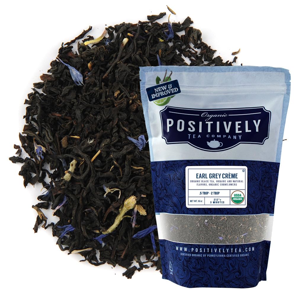 Organic Positively Tea Company, Earl Grey Crme Black Tea, Loose Leaf, 16 Ounce