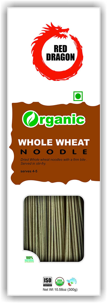 Red Dragon Japanese Whole Wheat Noodles Fresh And Delicious Organic Tasty Cuisine 300G (Pack Of 1) |No Preservatives Veg