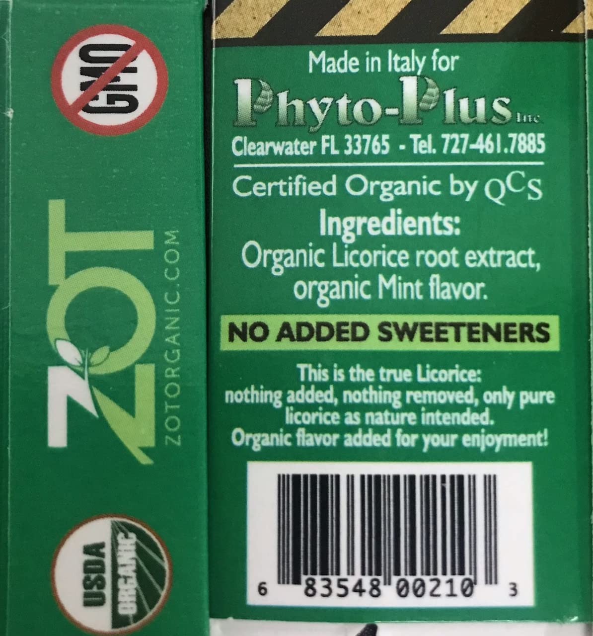Zot 100% Organic Licorice With Mint, Dark Brown, Black, 0.4 Ounce (Pack Of 6)