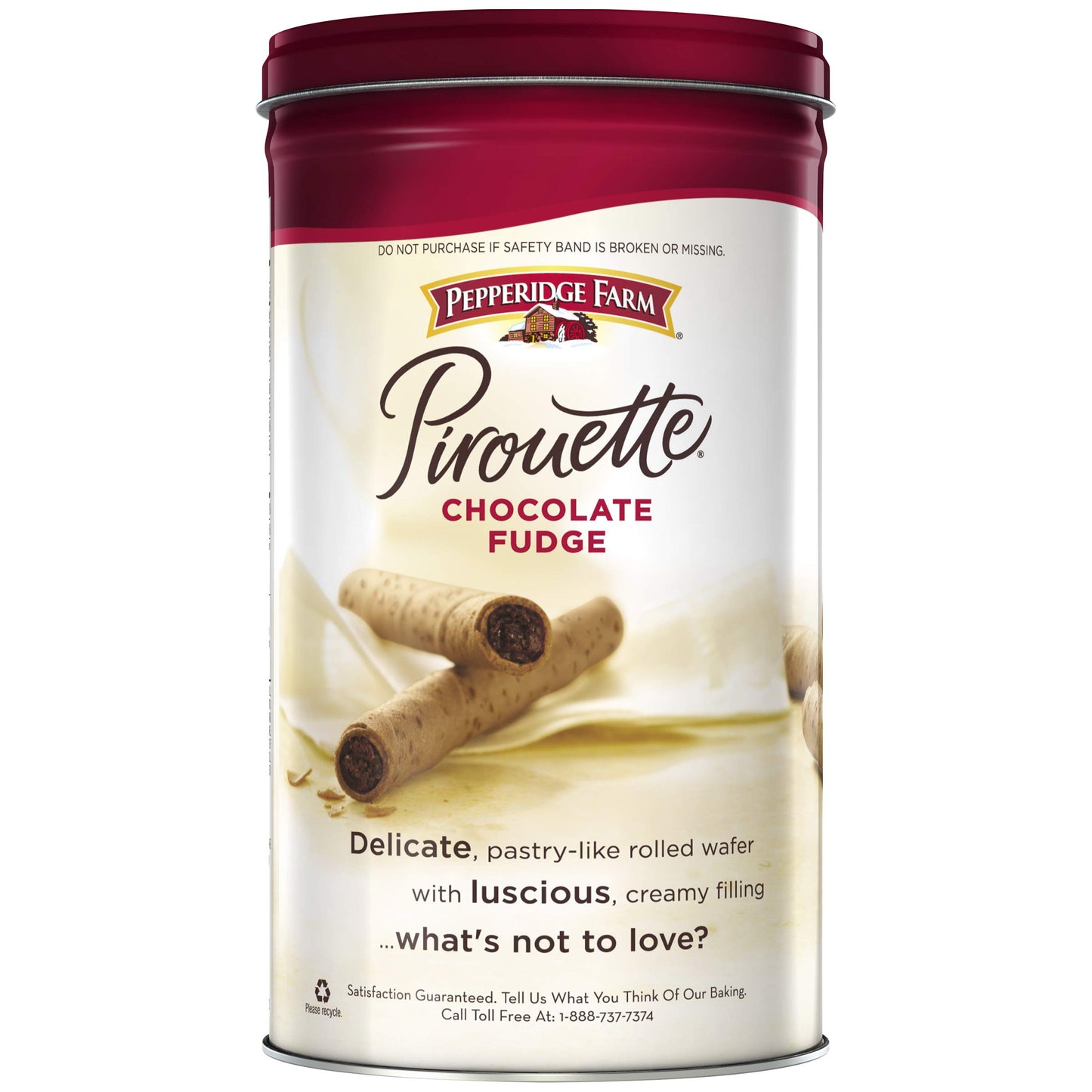 Pepperidge Farm Pirouette Chocolate Fudge Creme Filled Wafers (30 In Container)(Pack Of 3 Containers)