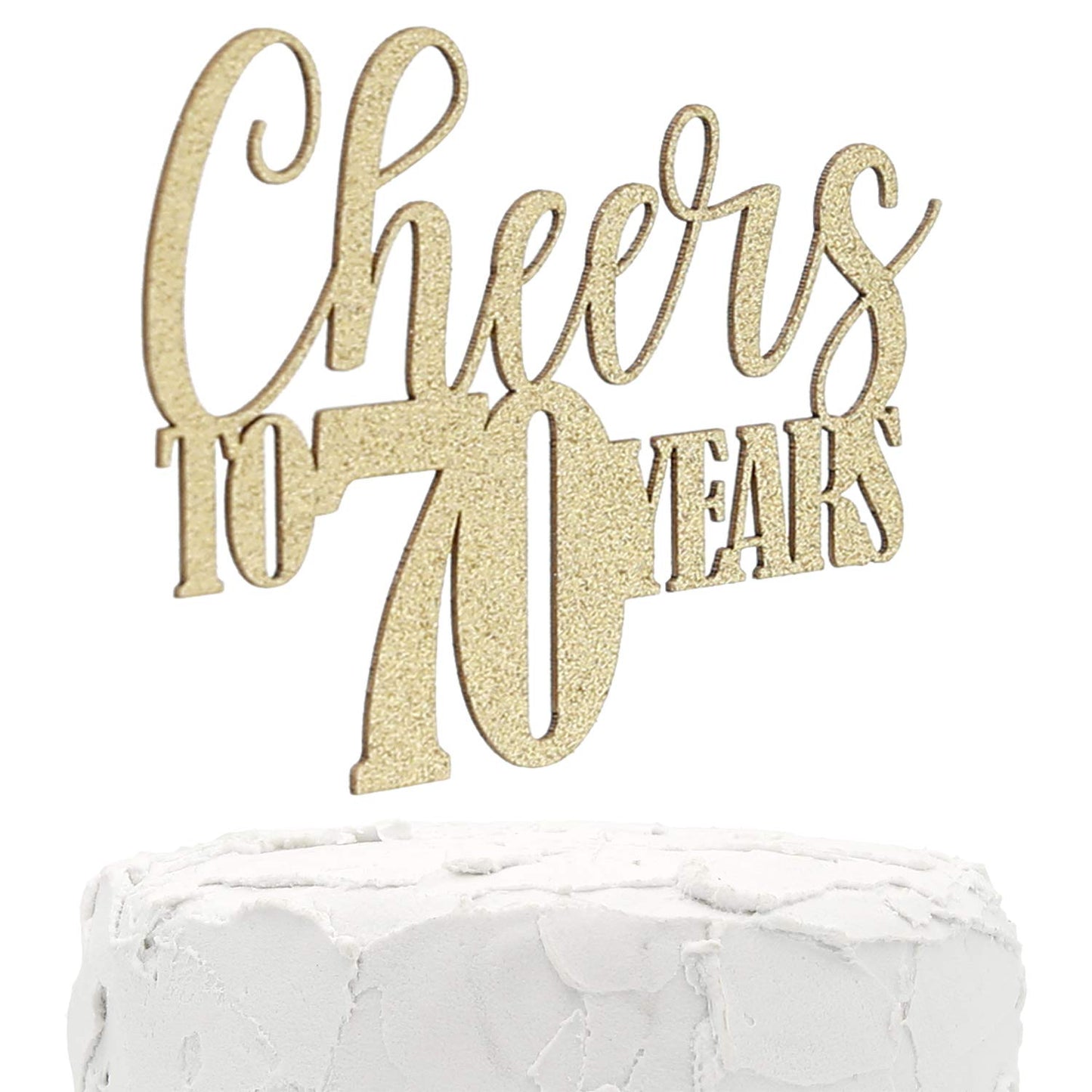 Nanasuko 70Th Birthday Cake Topper - Cheers To 70 Years - Double Sided Gold Glitter, Premium Quality Made In Usa