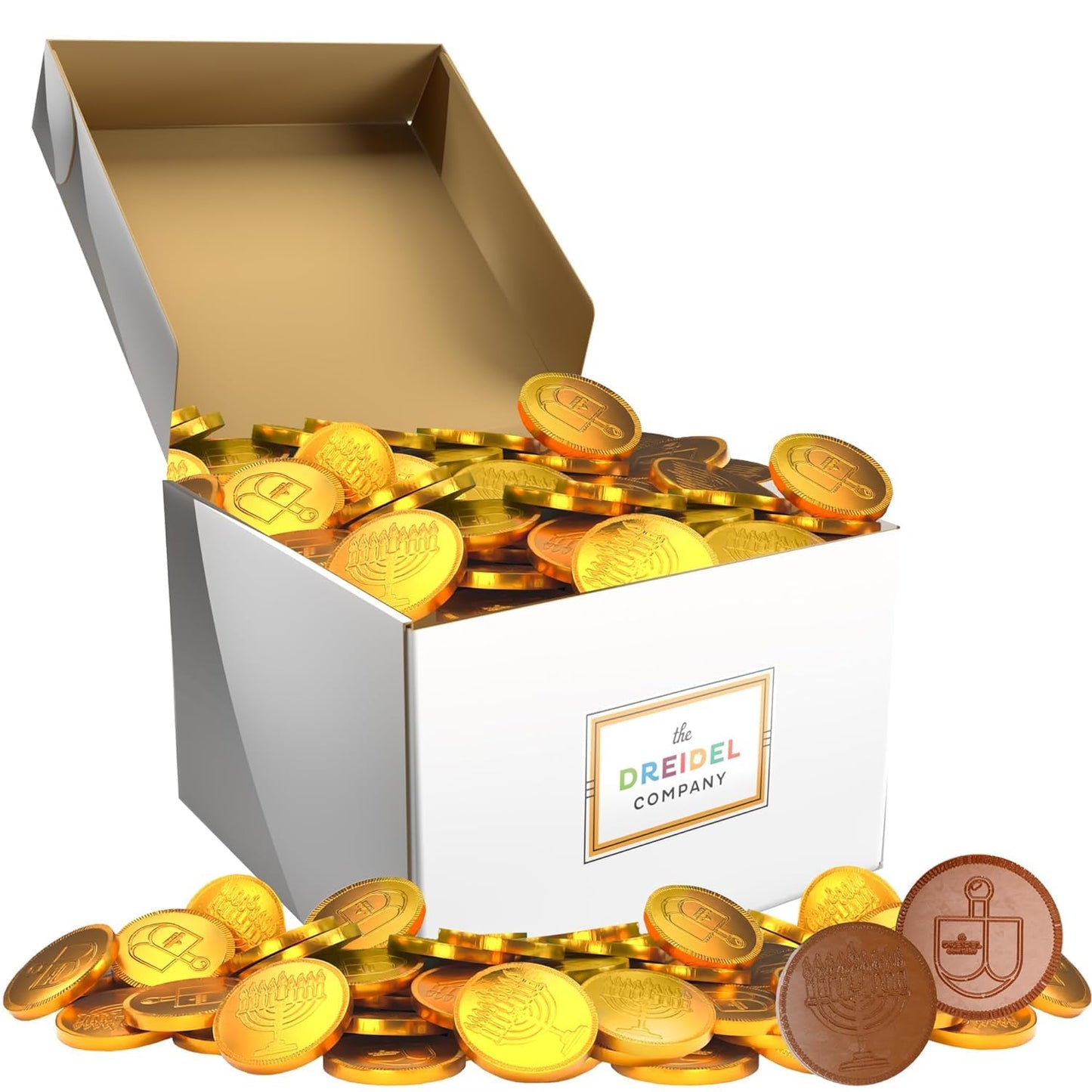 The Dreidel Company Hanukkah Chocolate Gelt  Nut-Free  Belgian Milk Chocolate Coins  Foil Wrapped Gold Coins  Kosher Dairy Chanukah Gelt (20 Pounds)