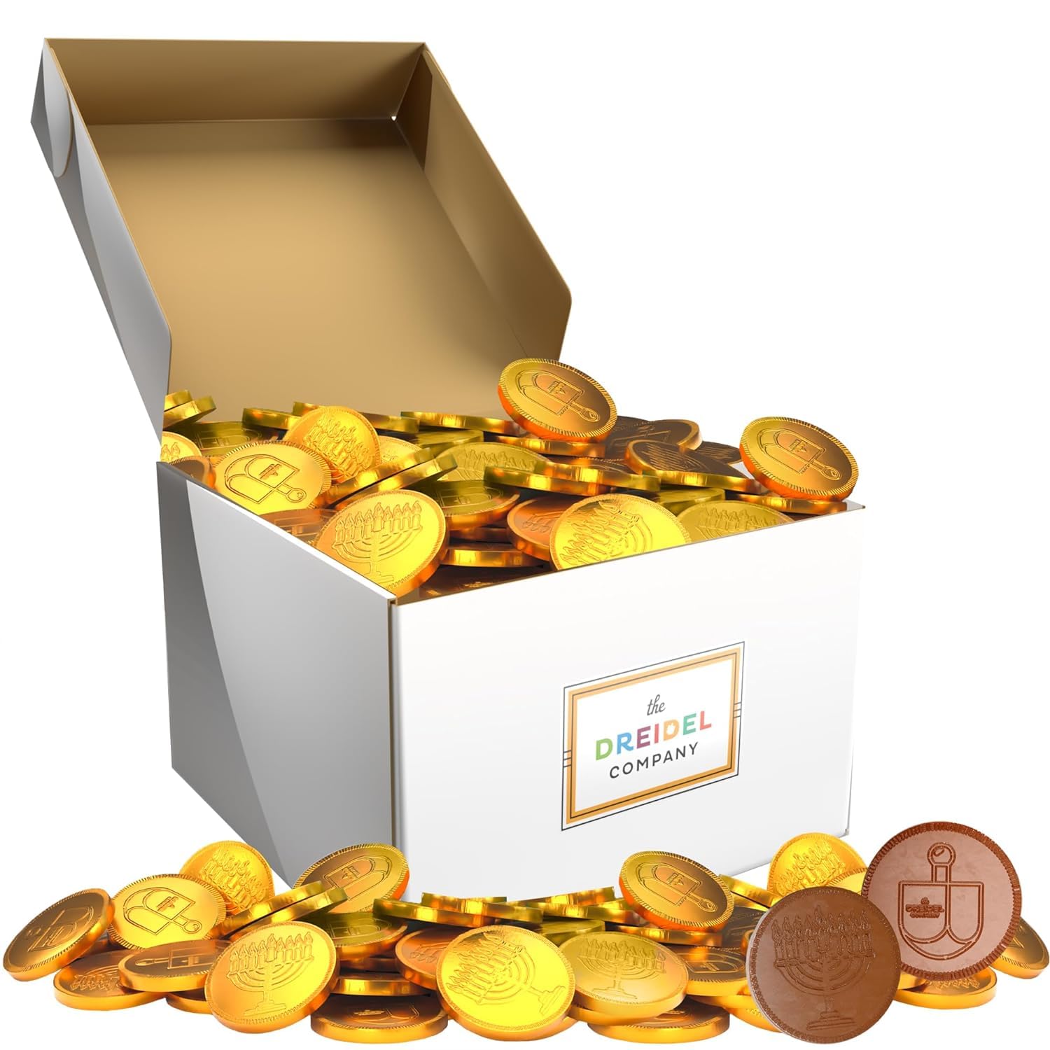 The Dreidel Company Hanukkah Chocolate Gelt  Nut-Free  Belgian Milk Chocolate  Foil Wrapped Gold Coins  Kosher Dairy Chanukah Gelt (5 Pounds)