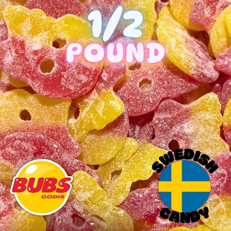 Generic BUBS Sour Fizzy Swedish Skulls Candy - 8 Ounce Bag