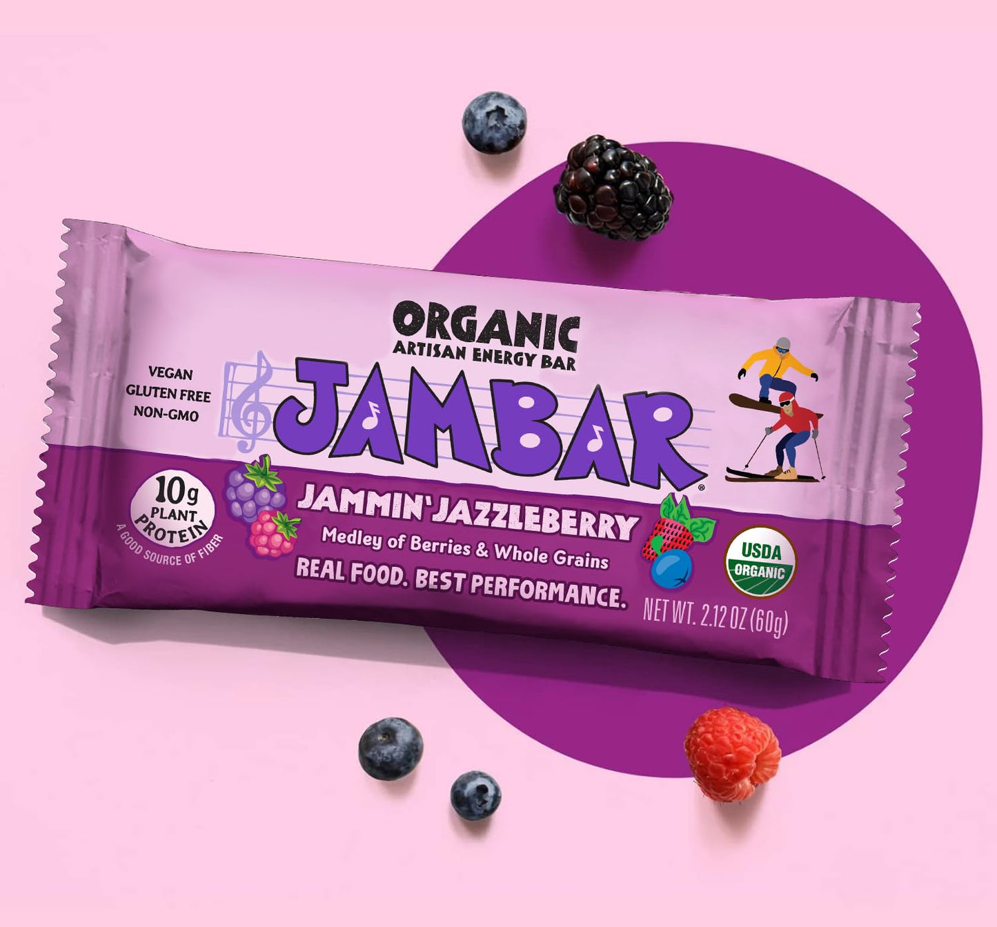 JAMBAR Organic Artisan Energy Bar - Jammin Jazzleberry - 2.12 oz - 12 Pack