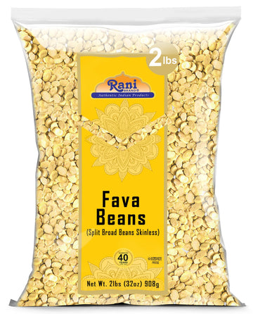 Rani Fava Beans (Split Broad Beans Skinless) 32oz (2lbs) 908g ~ All Natural | Gluten Friendly | Non-GMO | Kosher | Vegan | Produ