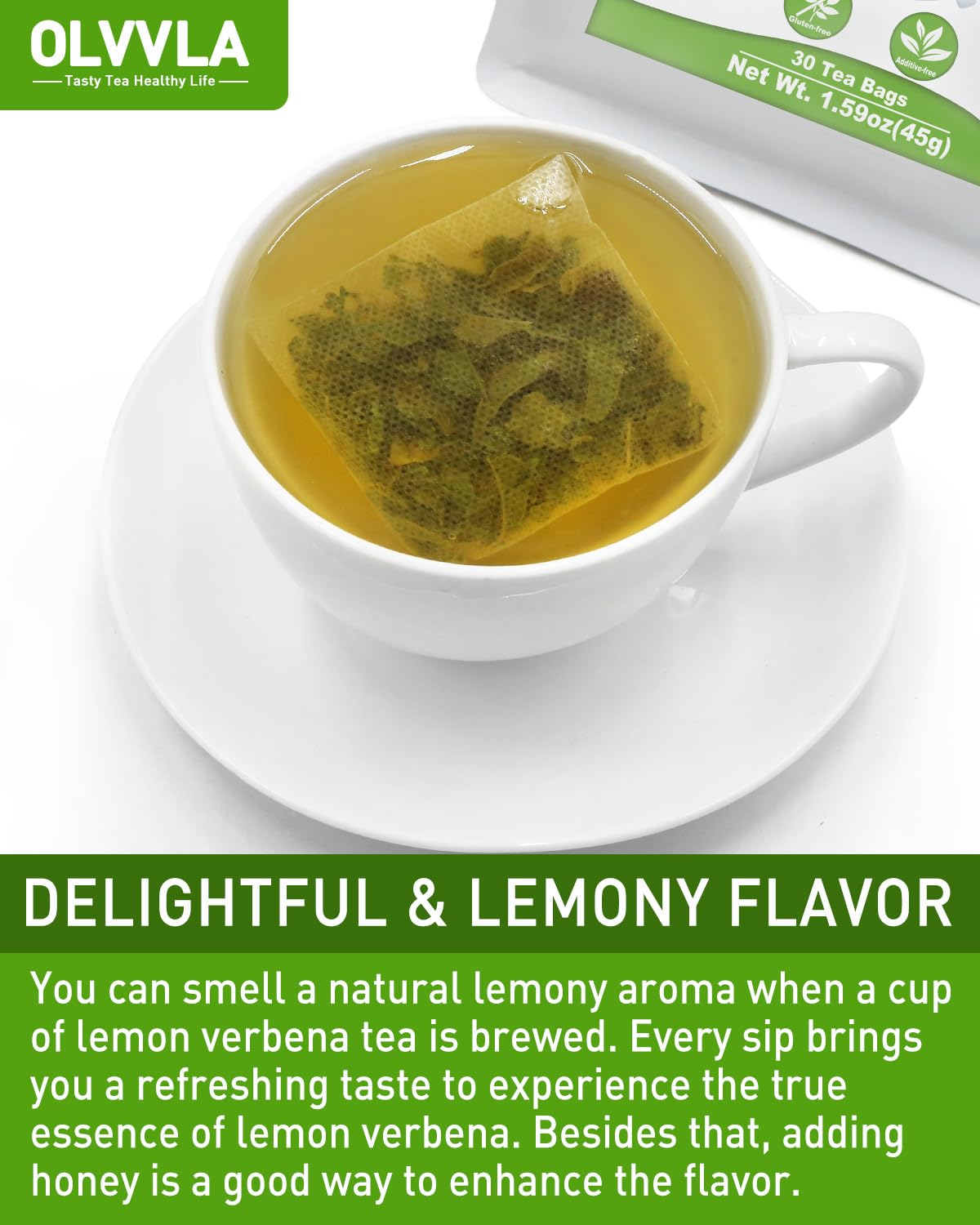 Olvvla Premium Lemon Verbena Tea Bags - Caffeine-Free, Non-GMO - 30 Count