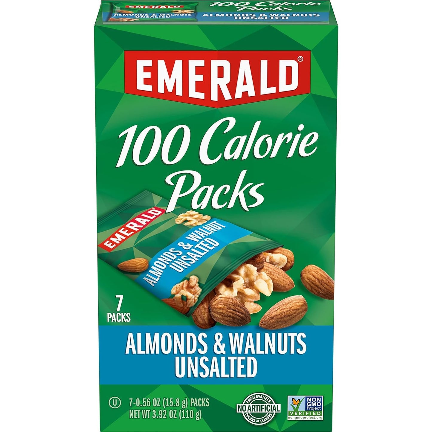 Emerald Nuts, Natural Walnuts & Almonds, 100 Calorie Packs, 7 Ct, 3.92 Oz (Pack Of 3)