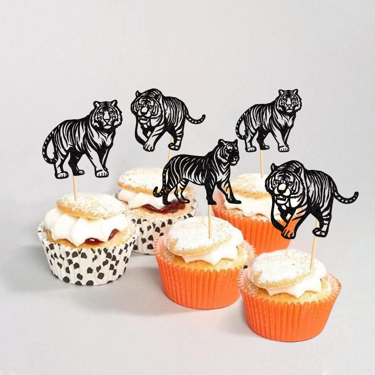 24 Pack Tiger Cupcake Toppers Jungle Safari Animal Tiger Cupcake Picks Tiger Birthday Cake Decorations For Baby Shower Birthday