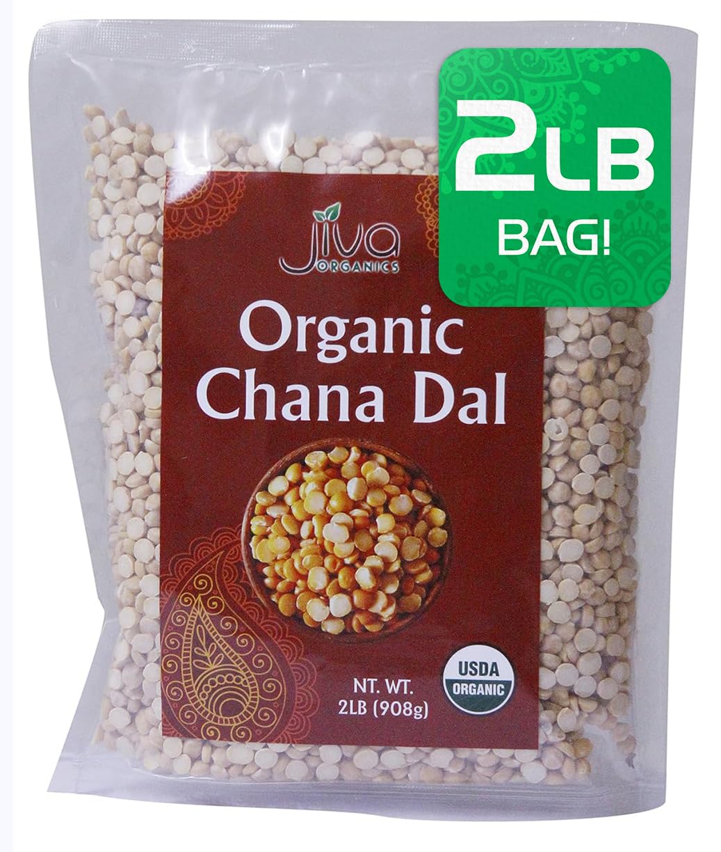 Jiva Organics Chana Dal - Non-GMO Split Indian Chickpeas - 32 Ounce Bag