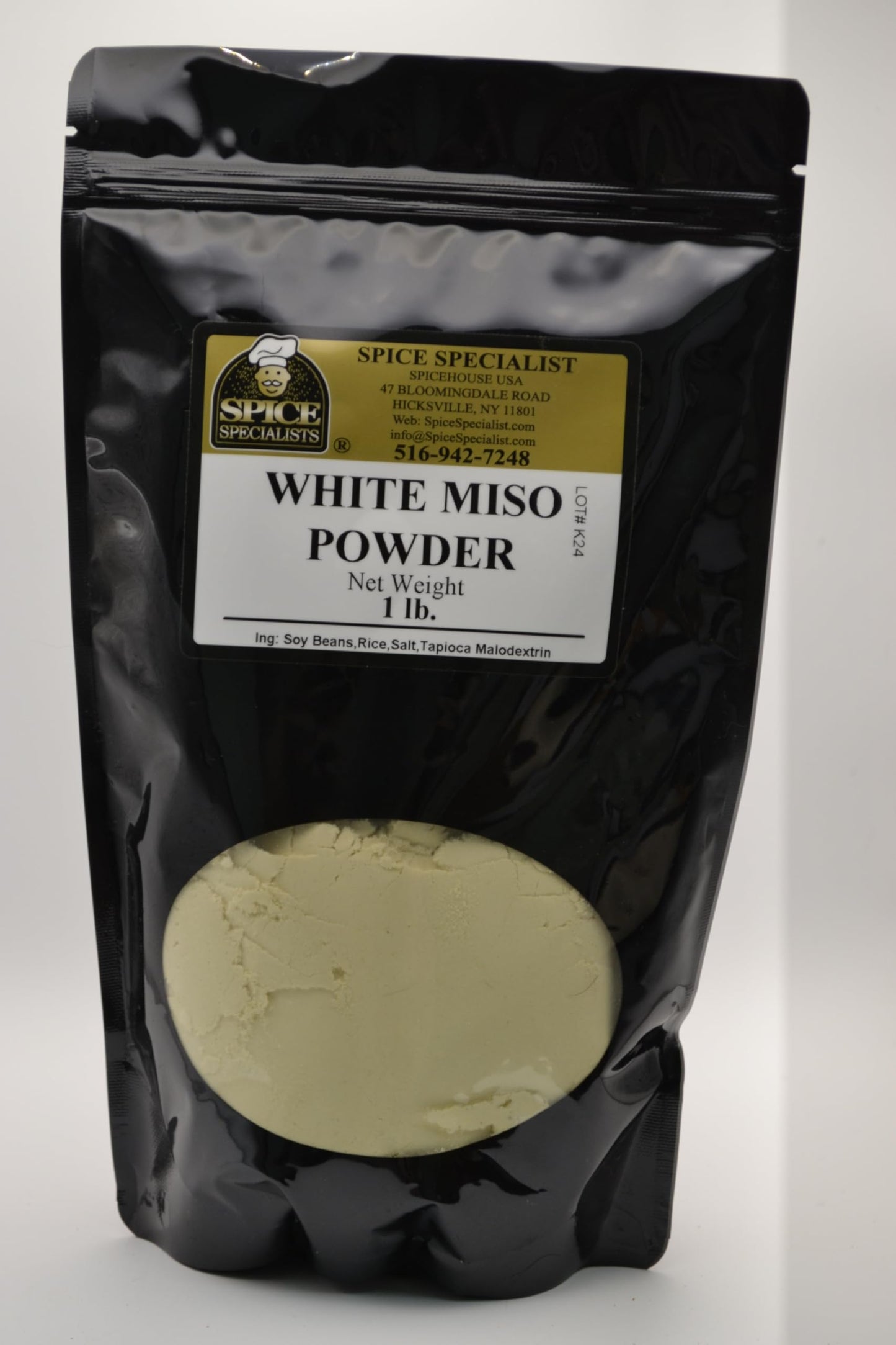 White Miso Powder In A Resealable Plastic Bag- (1 Lb. [16 Oz.]) - Gluten Free - Vegan