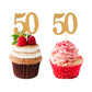 Donoter 50pcs Cupcake Toppers Gold Glitter Number 50 Cake Picks for Birthday Anniversary Party