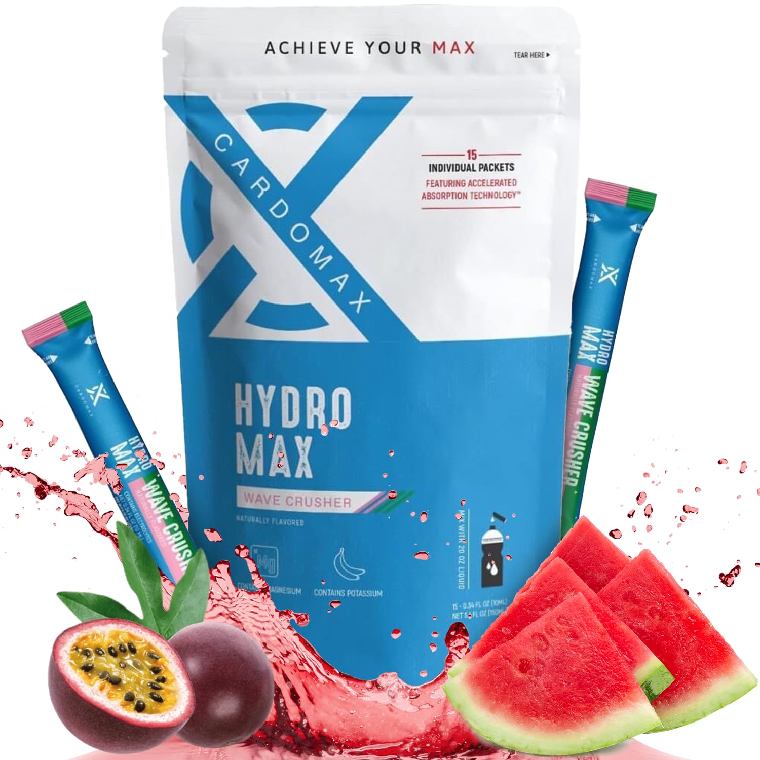 CardoMax Hydration Packet Electrolyte Drink Mix - Hydromax Liquid Water Electrolyte Packets, Zero Calories, Sugar-Free, Keto-Fri