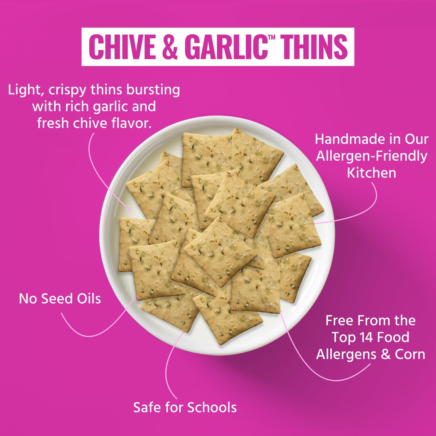 Every Body Eat Snack Thins, Chive & Garlic, Gluten & Dairy Free, Vegan, School Lunch Snacks, Single Serve (Pack Of 20)