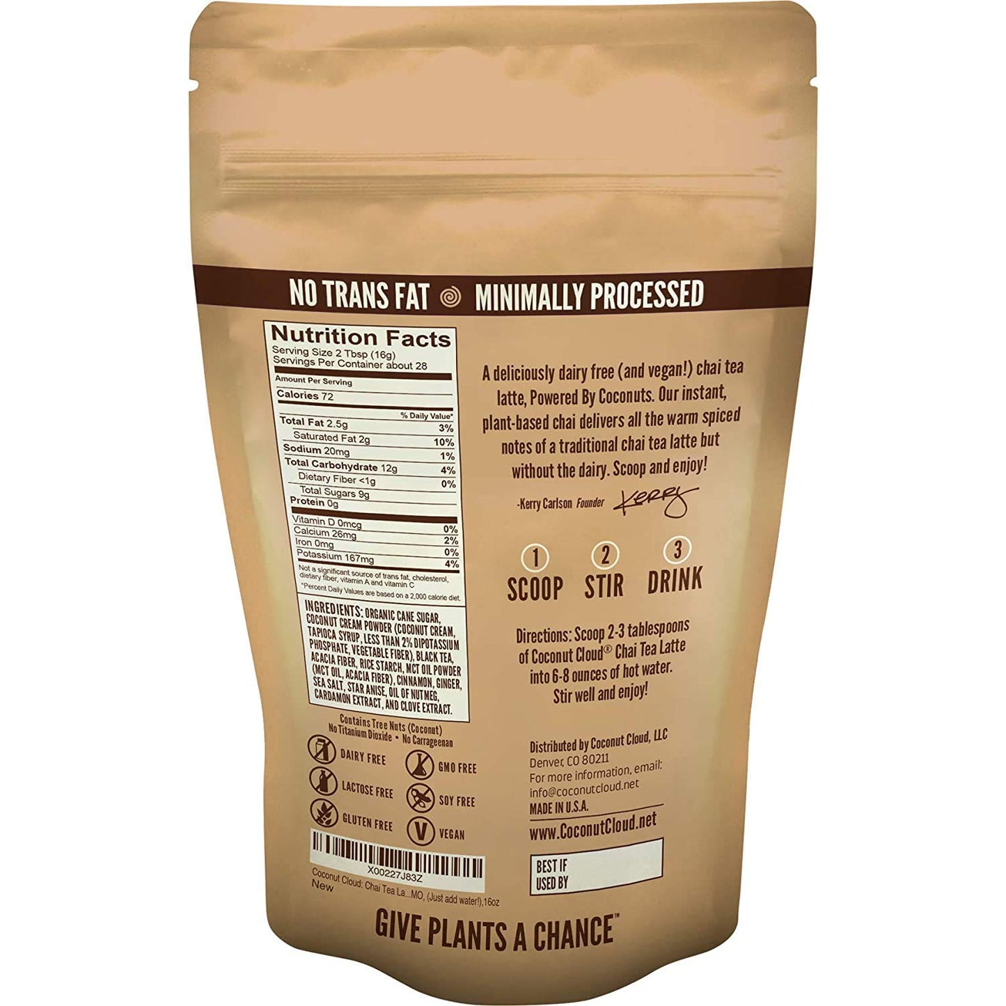 Coconut Cloud: Vegan Spiced Chai Tea Latte | Creamy, Delicious & Easy Dairy Free Alternative. Made In Colorado (Lightly Sweetene