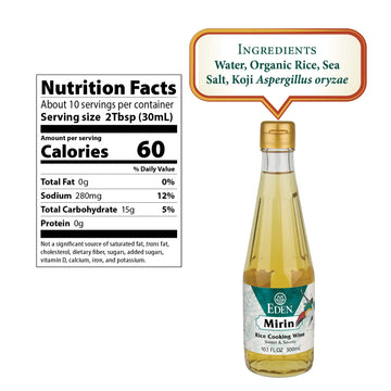 Eden Mirin Rice Cooking Wine, Sweet and Savory, 10.1 Fl Oz Glass Bottle, 3-Pack