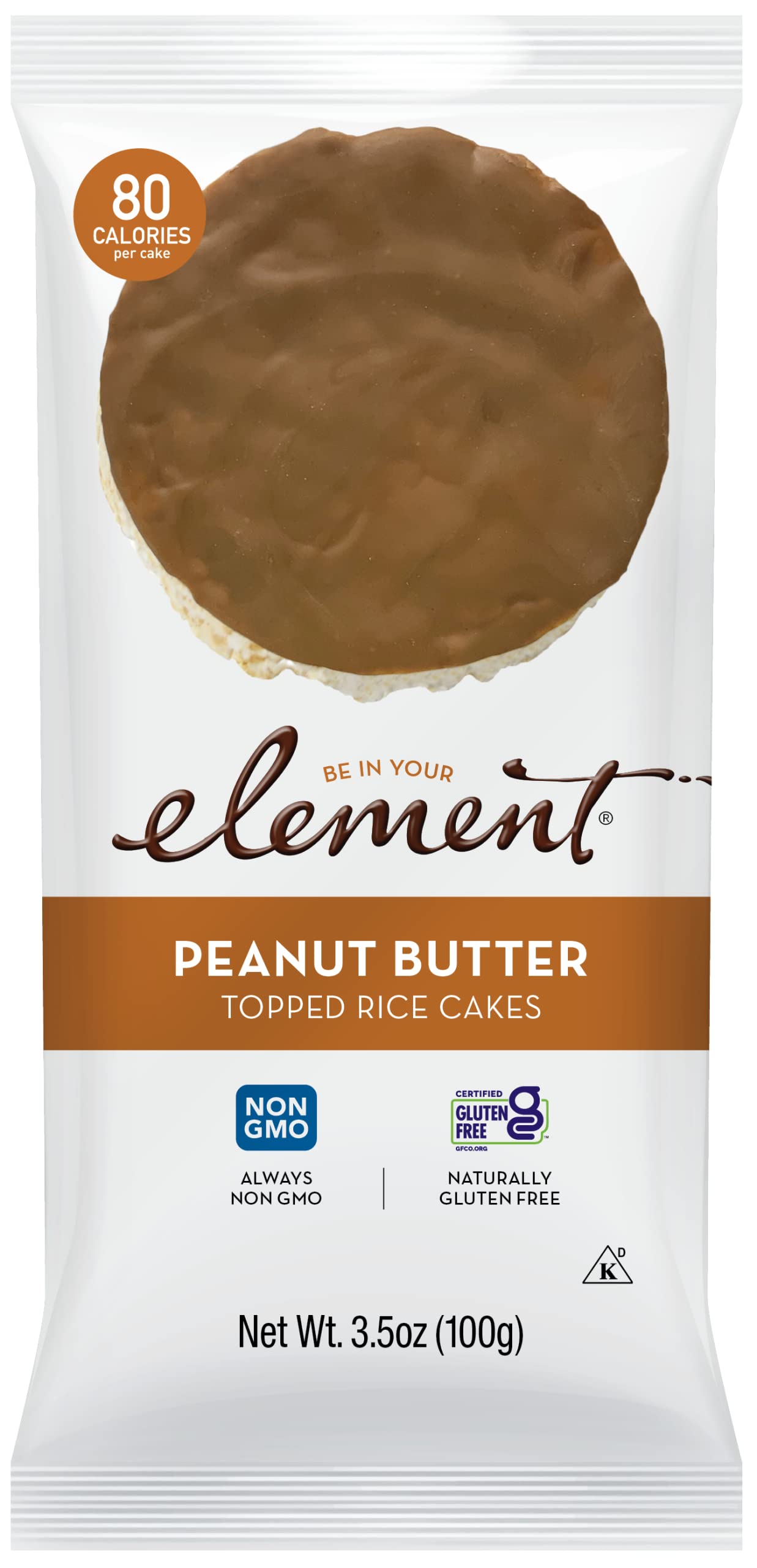 ELEMENT Peanut Butter Rice Cakes, Non-GMO, Gluten-Free, 28 Ounce Pack of 8