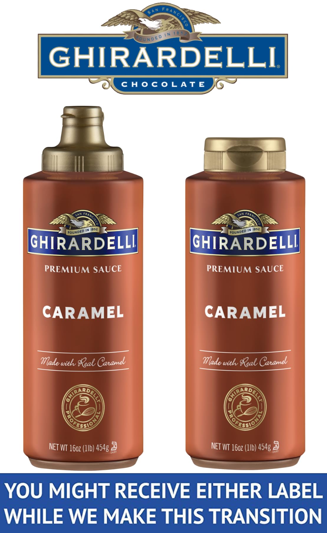 Ghirardelli Sea Salt Caramel, White Chocolate And Caramel Flavored Sauce 16 Oz Bottles (Pack Of 3) With Ghirardelli Stamped Bari