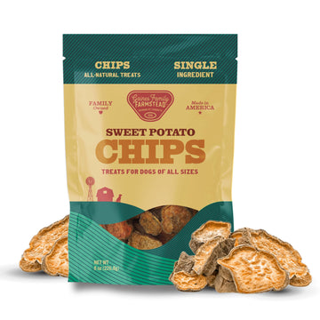 Gaines Family Farmstead Sweet Potato Chips for Dogs - 8 oz Single-Ingredient, All-Natural Dog Treats, Grain-Free & High in Fiber