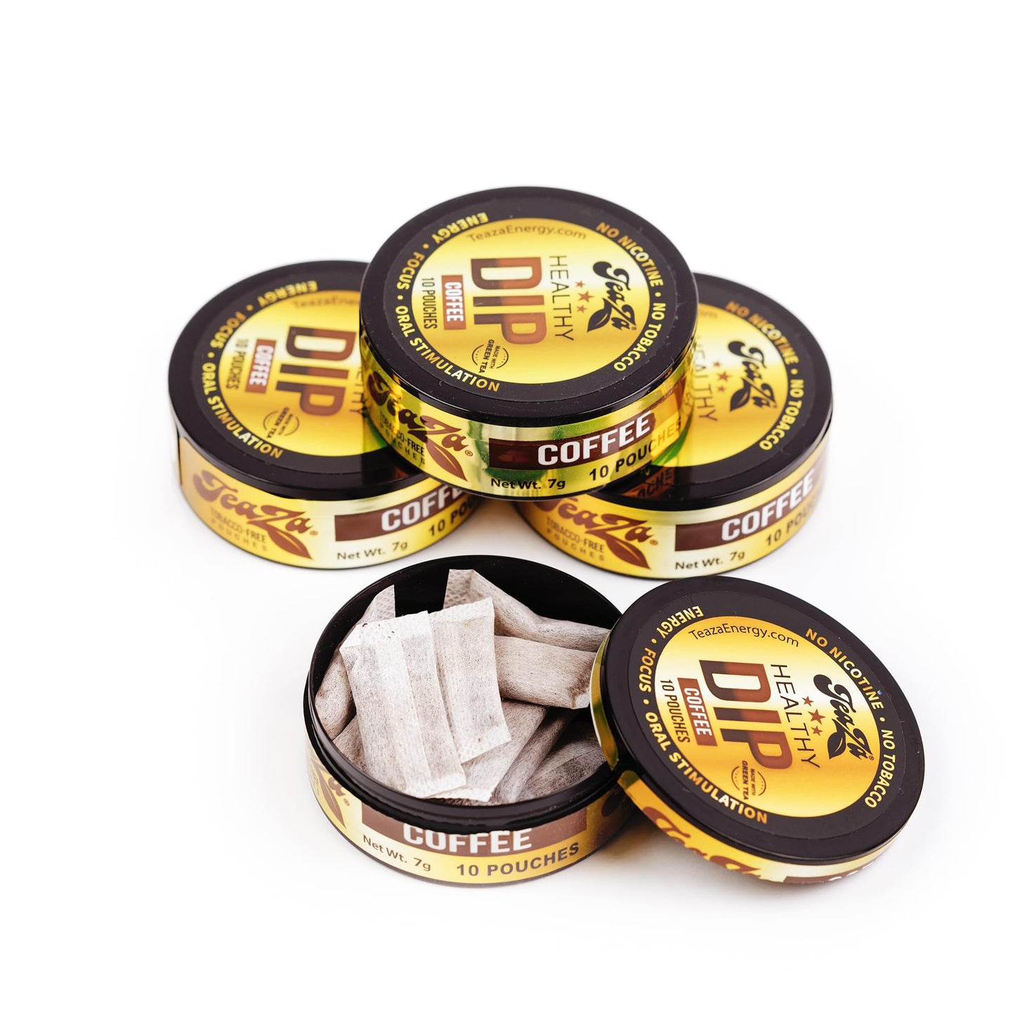 TeaZa Herbal Dip Coffee Pouches - Nicotine Free, Tobacco Free - 10 Count (Pack of 4)