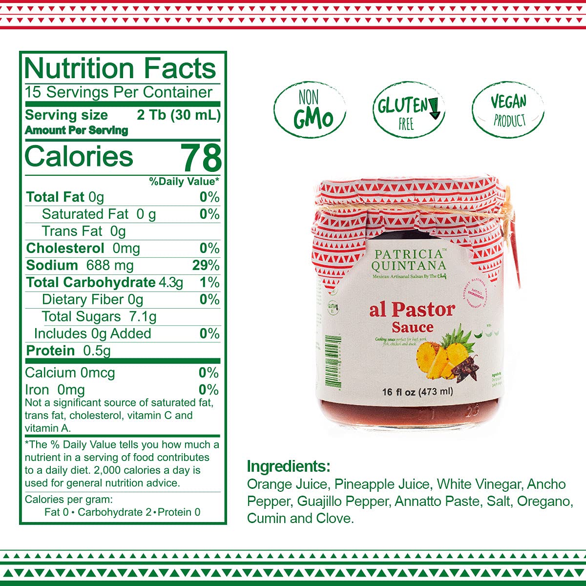 Patricia Quintana Al Pastor Cooking Sauce - Authentic Artisanal Mexican Marinades - Perfect For Making Al Pastor Tacos, Al Pasto