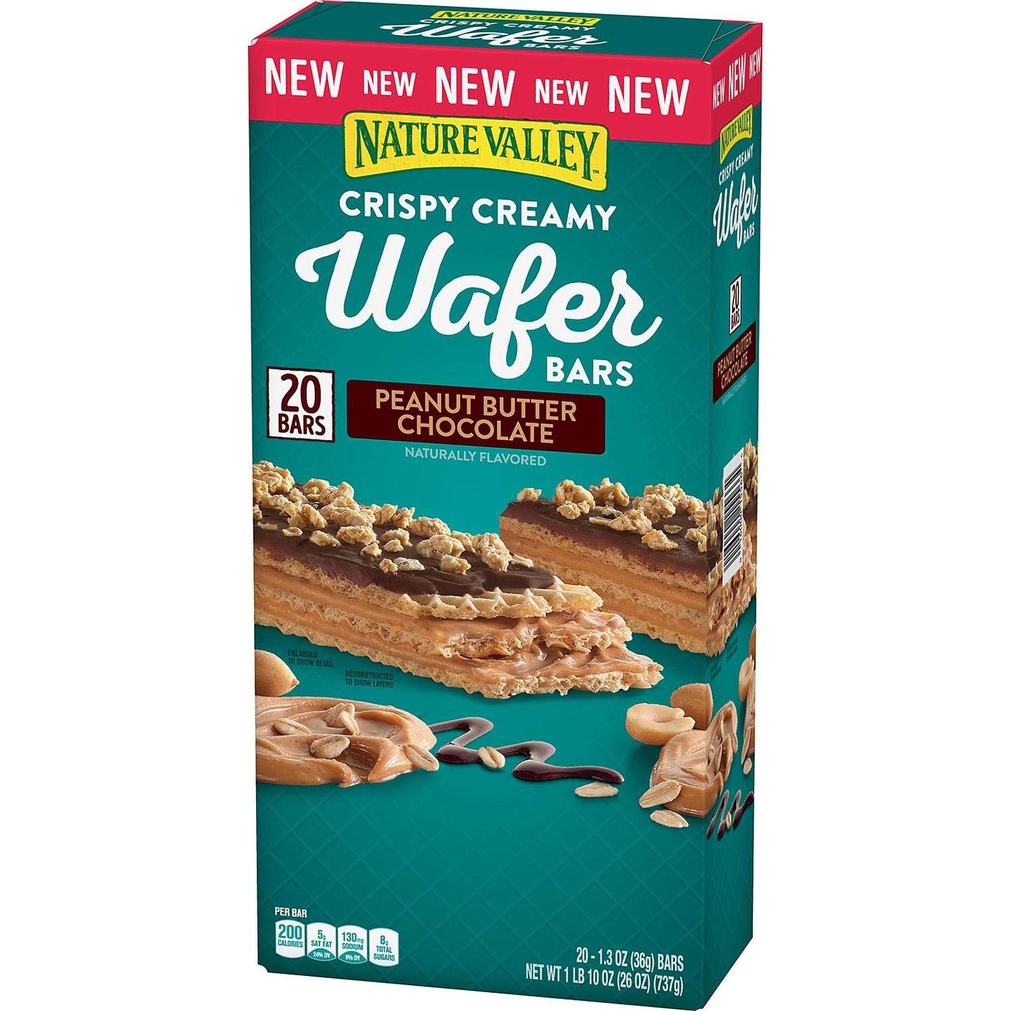 Nature Valley Crispy Creamy Wafer Bars, Peanut Butter Chocolate, 1.3 Oz, 20 Count