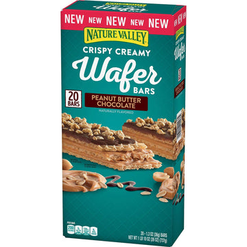 Nature Valley Crispy Creamy Wafer Bars, Peanut Butter Chocolate, 1.3 Oz, 20 Count