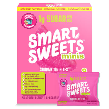SmartSweets Sourmelon Bites Minis Snack Pack | 0.78 oz (Pack of 8) | Low Sugar and Calorie Sour Gummy Candy | Healthy Snacks for