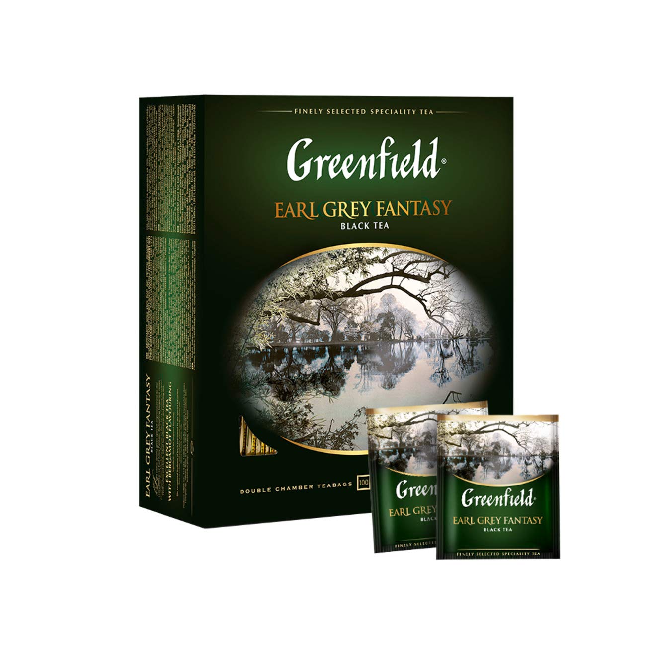 Greenfield Earl Grey Fantasy ?lassic Collection Black Tea Finely Selected Speciality Tea 100 Double Chamber Teabags With Tags in