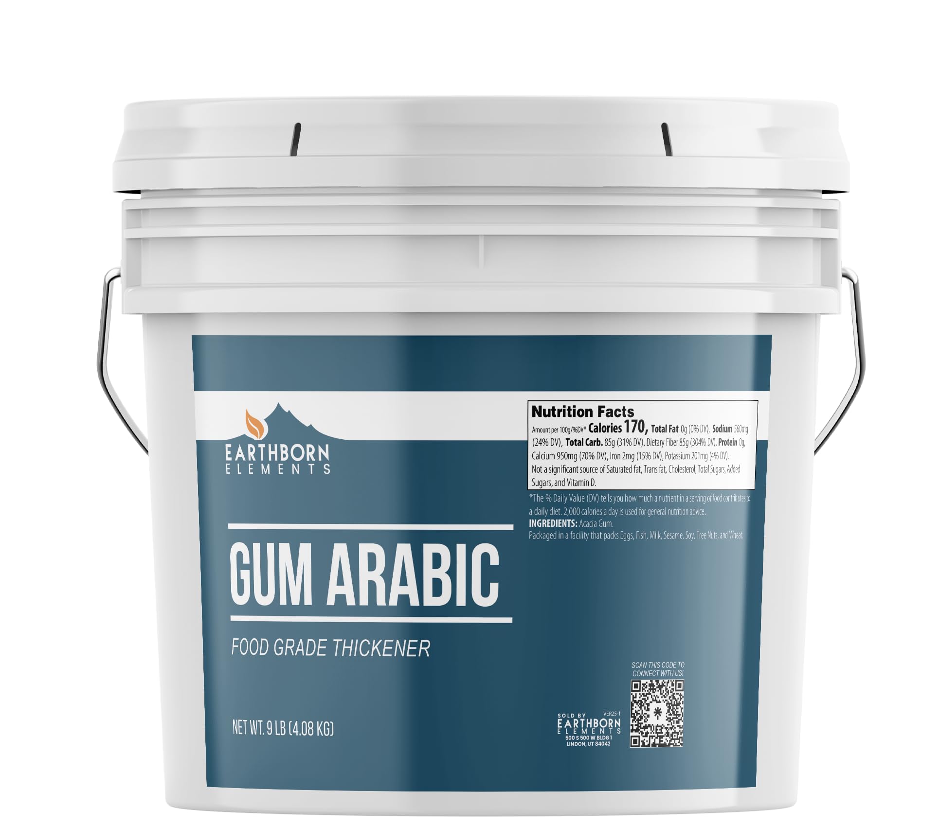 Earthborn Elements Gum Arabic 2 Gallon Bucket, Acacia, Multitude Of Uses, Resealable Bucket