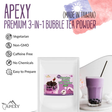 Apexy Premium Bubble Tea Powder Mix, 15.87 oz, Taro Bubble Tea, Instant 3 in 1 Bubble Tea Mix, Smoothie Mix, For Hot or Cold Dri