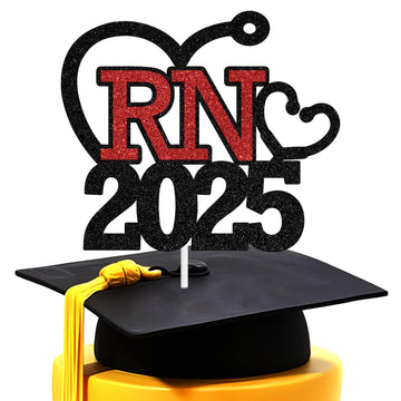 Tivurcia RN 2025 Cake Topper - Class of 2025 Nurse Graduation Cake Decor, Congratulations High School/College Graduation Party D