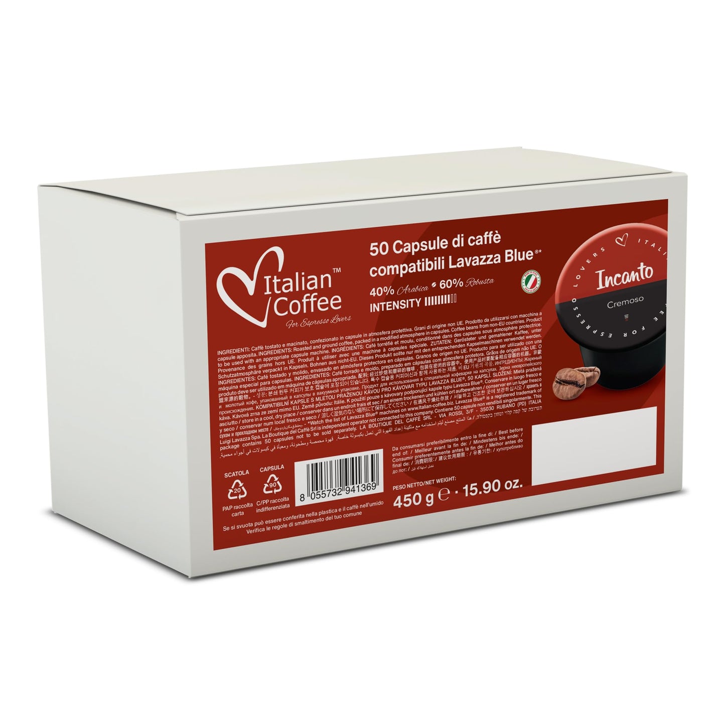 ITALIAN COFFEE FOR ESPRESSO LOVERS Espresso Capsules Compatible with Lavazza BLUE & Expert Machines, 50 Count Pack