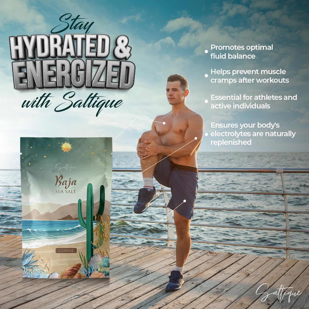 Saltique Coarse Baja Sea Salt - 90 Minerals for Hydration - 8 Ounce - Non-GMO, 100% Unrefined, Paleo-Vegan