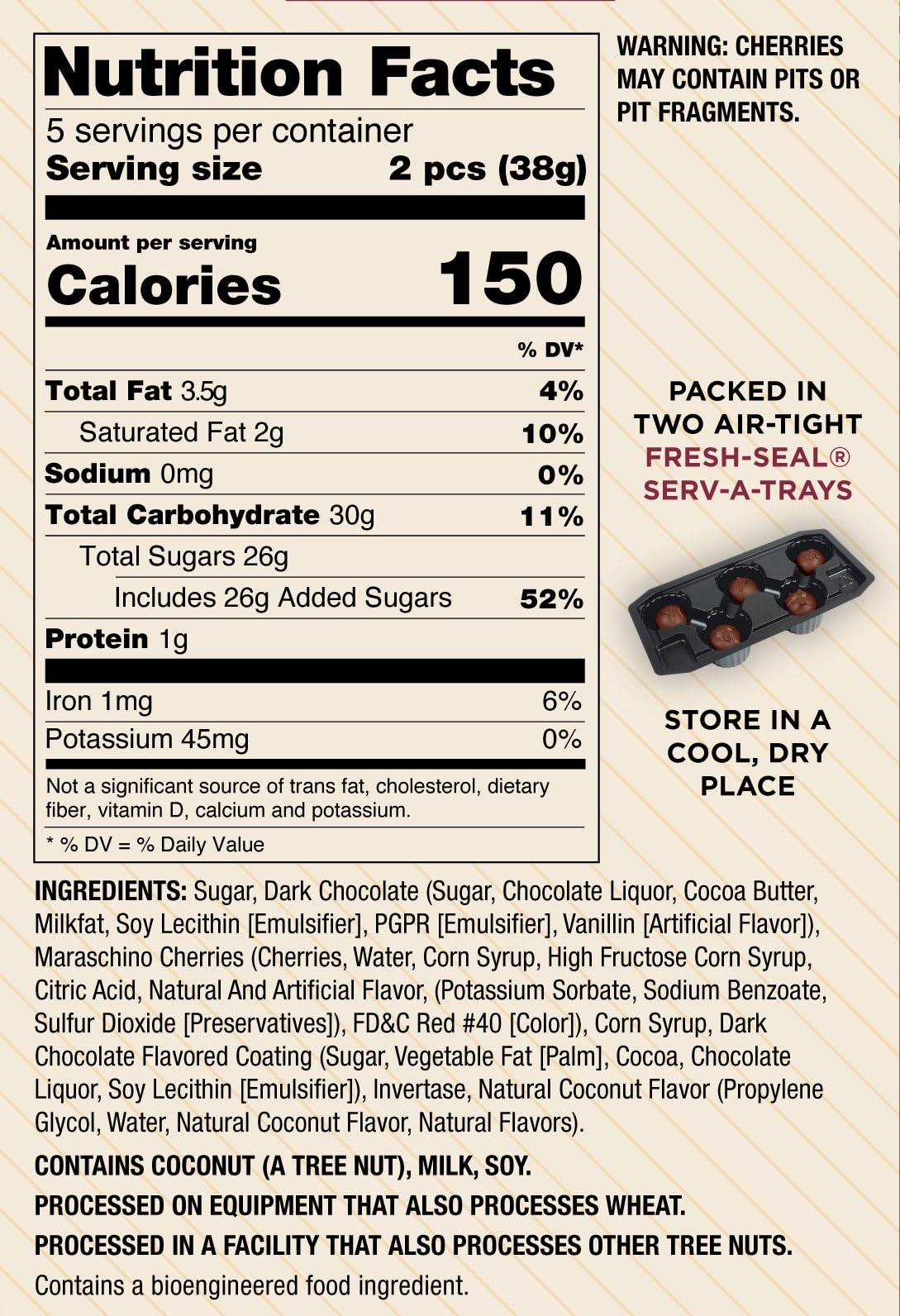 Queen Anne Dark Chocolate Coconut Covered Cordial Cherries | 6.6 Oz | 10 Piece Gift Box | Whole Maraschino Cherry Creamy Filled