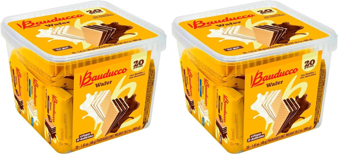 Bauducco Chocolate & Vanilla Wafer Cookies - Convenient Single Serve Wafer Cookies With 3 Layers of Cream - Delicious Sweet Snac