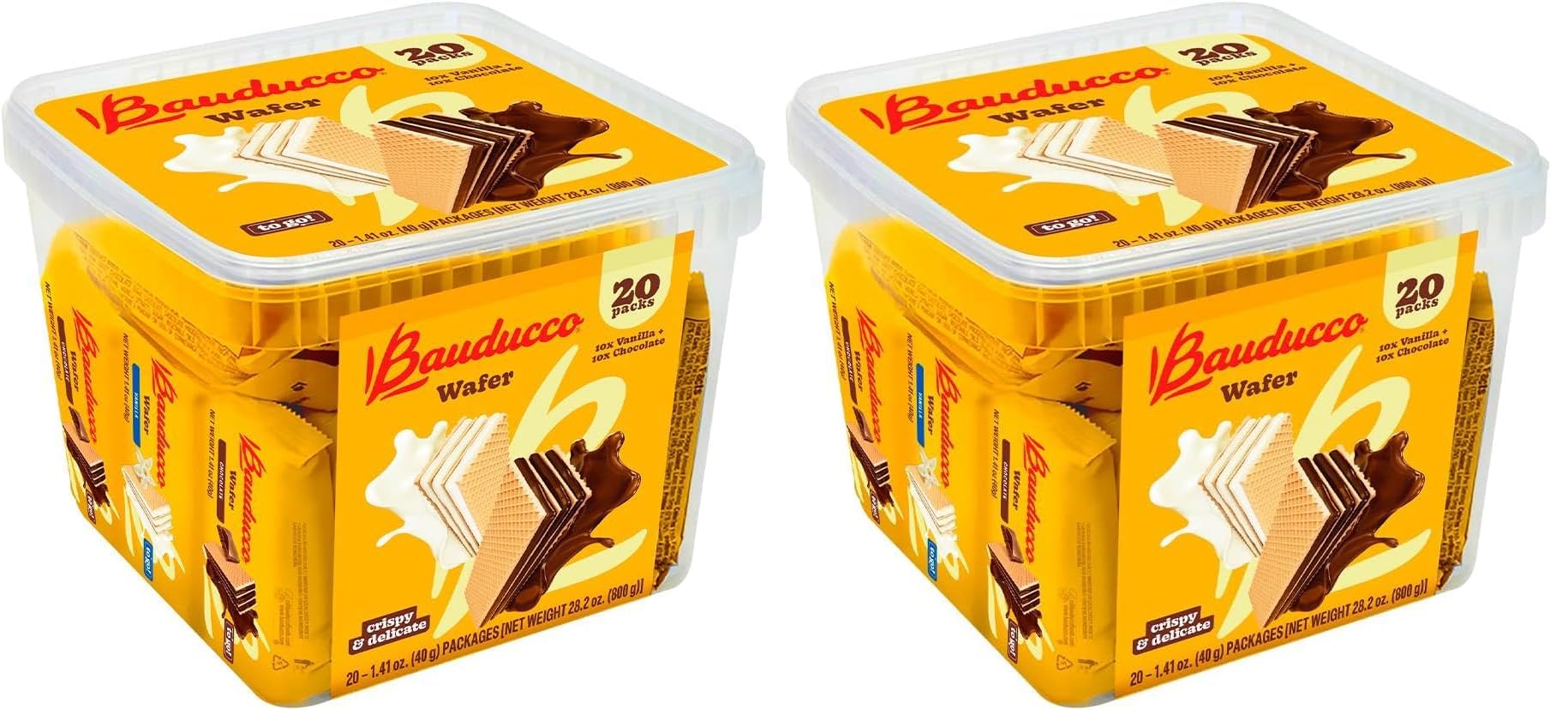 Bauducco Chocolate & Vanilla Wafer Cookies - Convenient Single Serve Wafer Cookies With 3 Layers of Cream - Delicious Sweet Snac