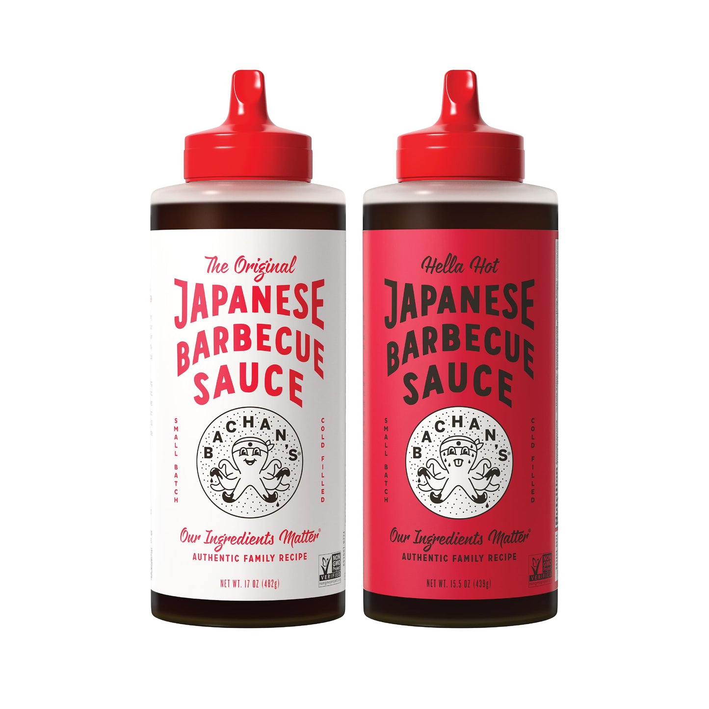 Bachan's Japanese Barbecue Sauce 2 Pack - 1 Original, 1 Hella Hot - BBQ Sauce for Wings, Chicken, Beef, Pork, Seafood, Noodles, 