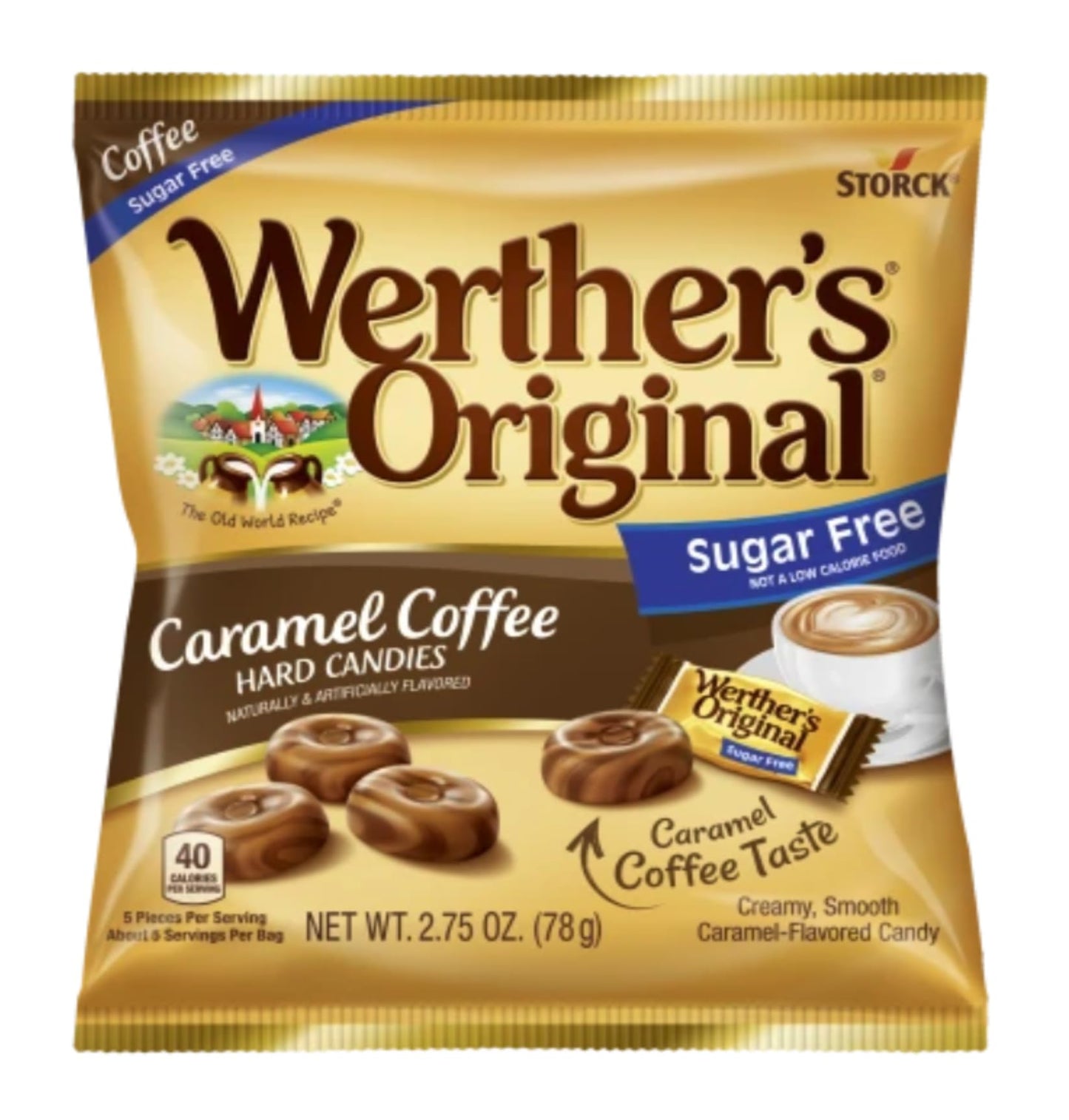 Werthers Original Sugar Free Variety Pack of 4 - One Bag of Each Flavor - Hard Caramels  Caramel Coffee  Caramel Chocolate  and Chewy Caramels