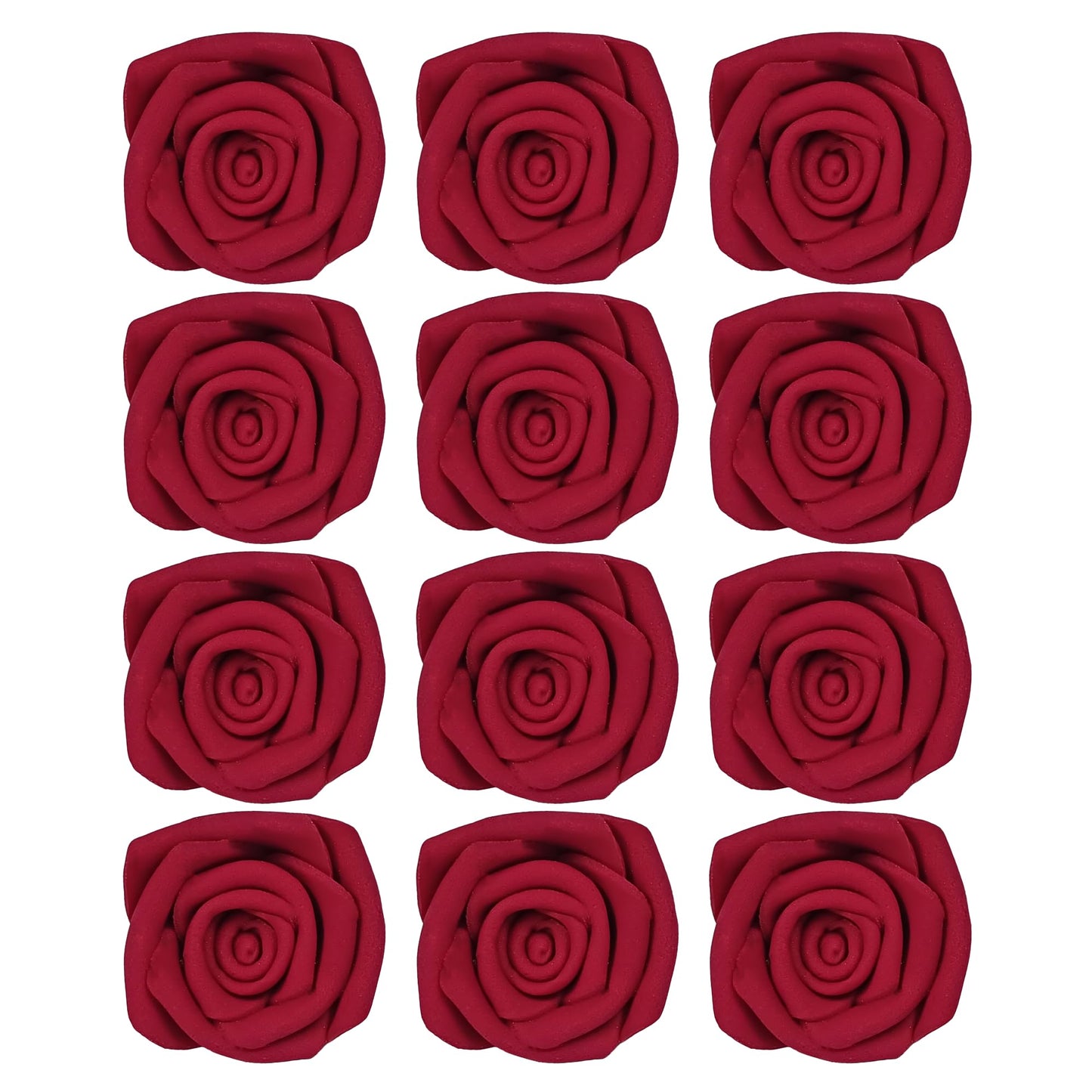 Confect Edible Deep Burgundy Rose Toppers - Edible Roses for Cake & Cupcake Decorations, Perfect for Weddings & Special Occasion