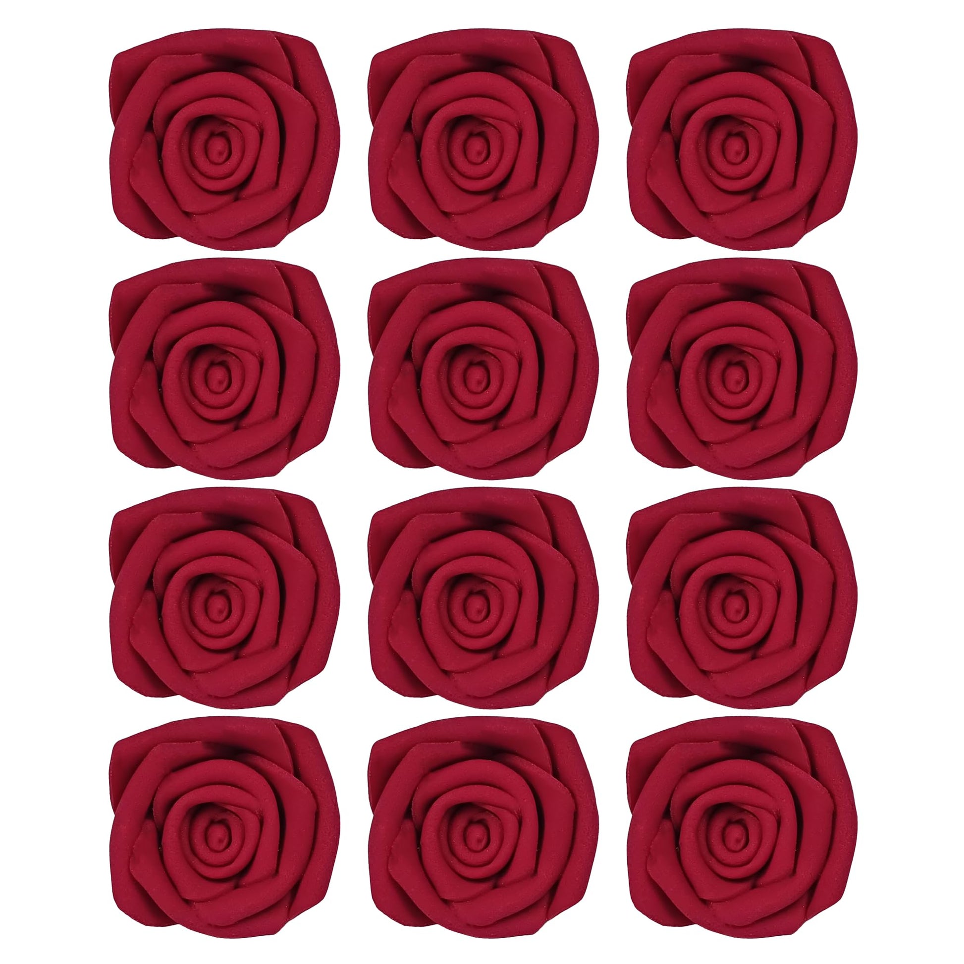 Confect Edible Deep Burgundy Rose Toppers - Edible Roses for Cake & Cupcake Decorations, Perfect for Weddings & Special Occasion