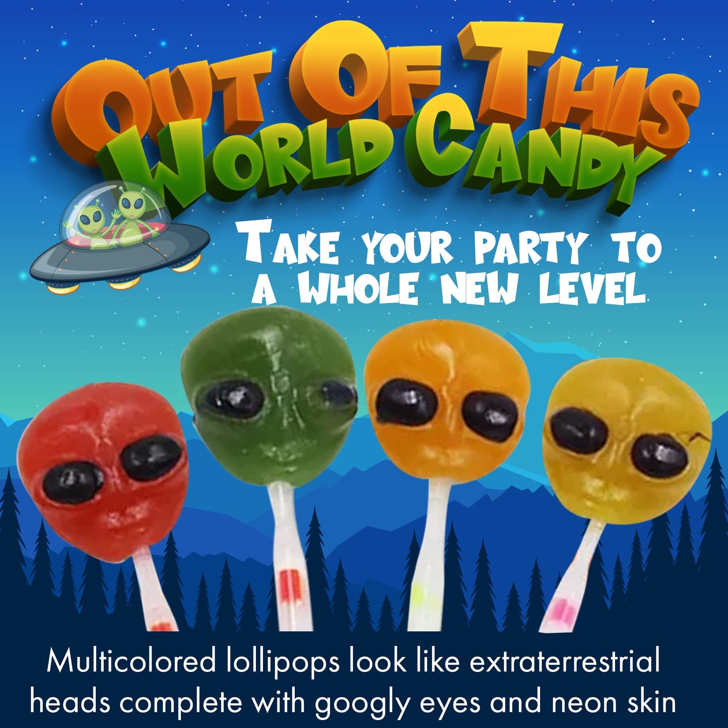 Fusion Select Alien Halloween Lollipops - Trick Or Treat Candies For Kids - Extraterrestrial Themed Halloween Candy Lollipops For Space Themed Events & Birthday Parties - Individually Wrapped Treats