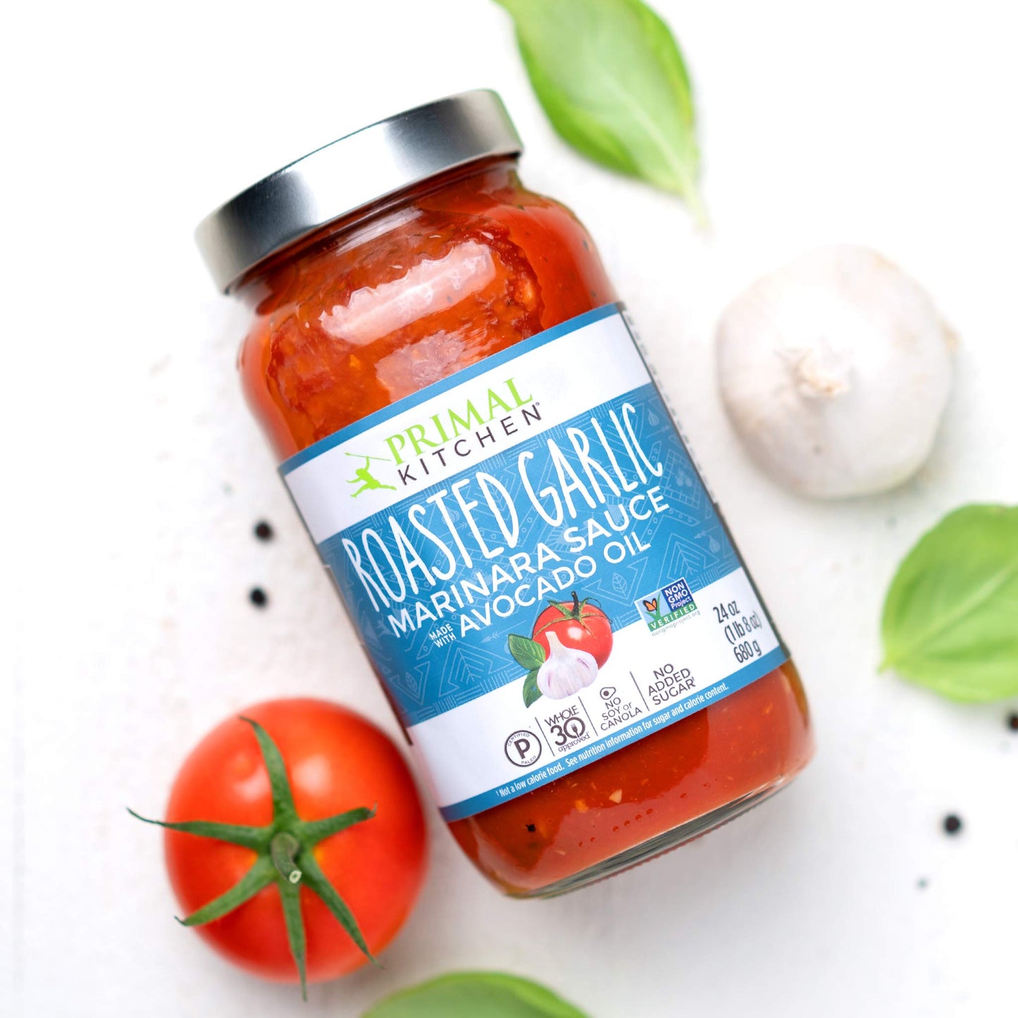 Primal Kitchen Tomato Pasta Sauce 2-Pack, No Added Sugar, Includes 1 Tomato Basil And 1 Roasted Garlic Marinara Sauce