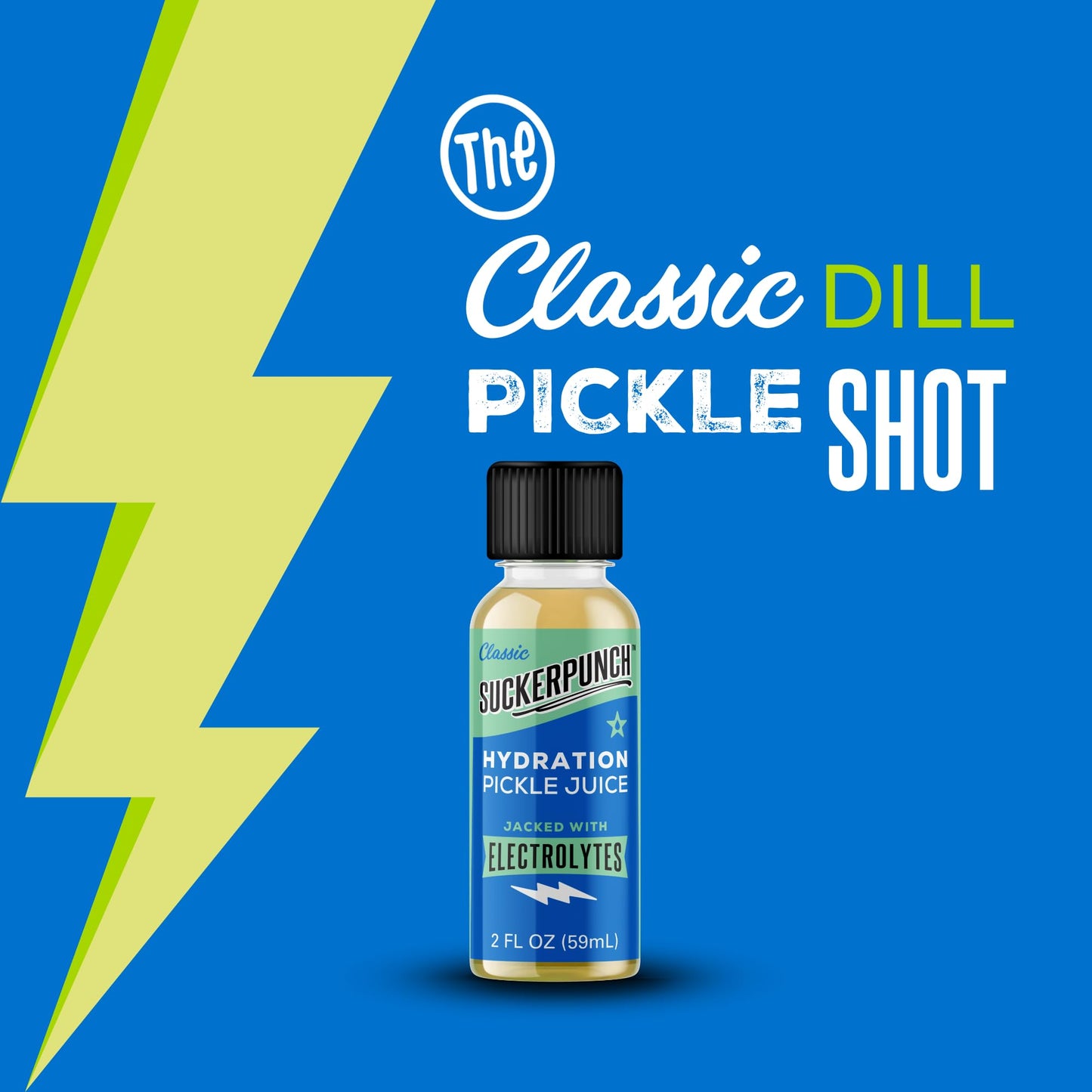 SUCKERPUNCH Portable Hydration Pickle Shot Electrolyte Drink, 2oz, 12-count, Non-GMO, Invigorating Dill Juice