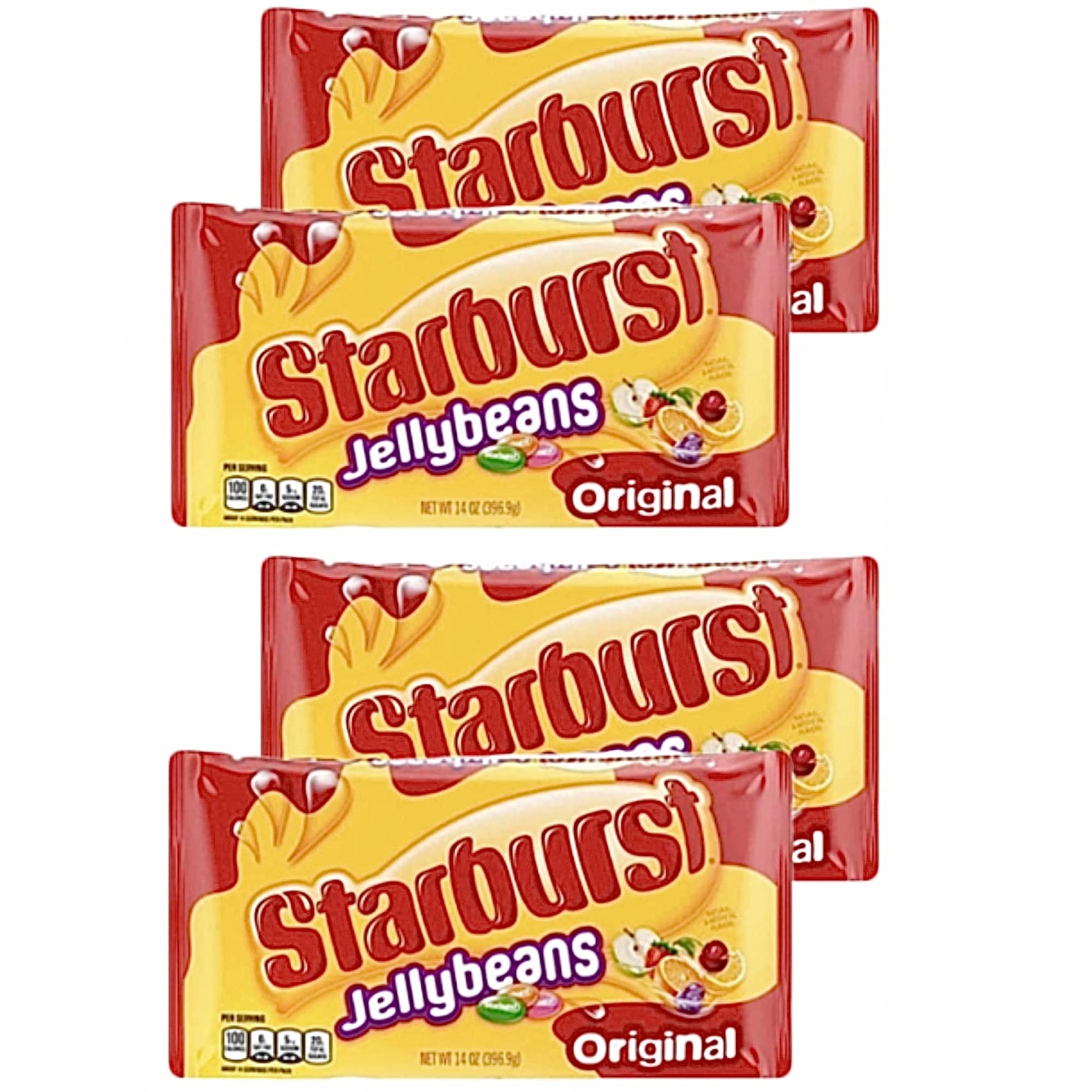 Starburst Jelly Beans - 4-Pack Original - Sweet Fruit Jelly Candy For Holiday Bulk Pack