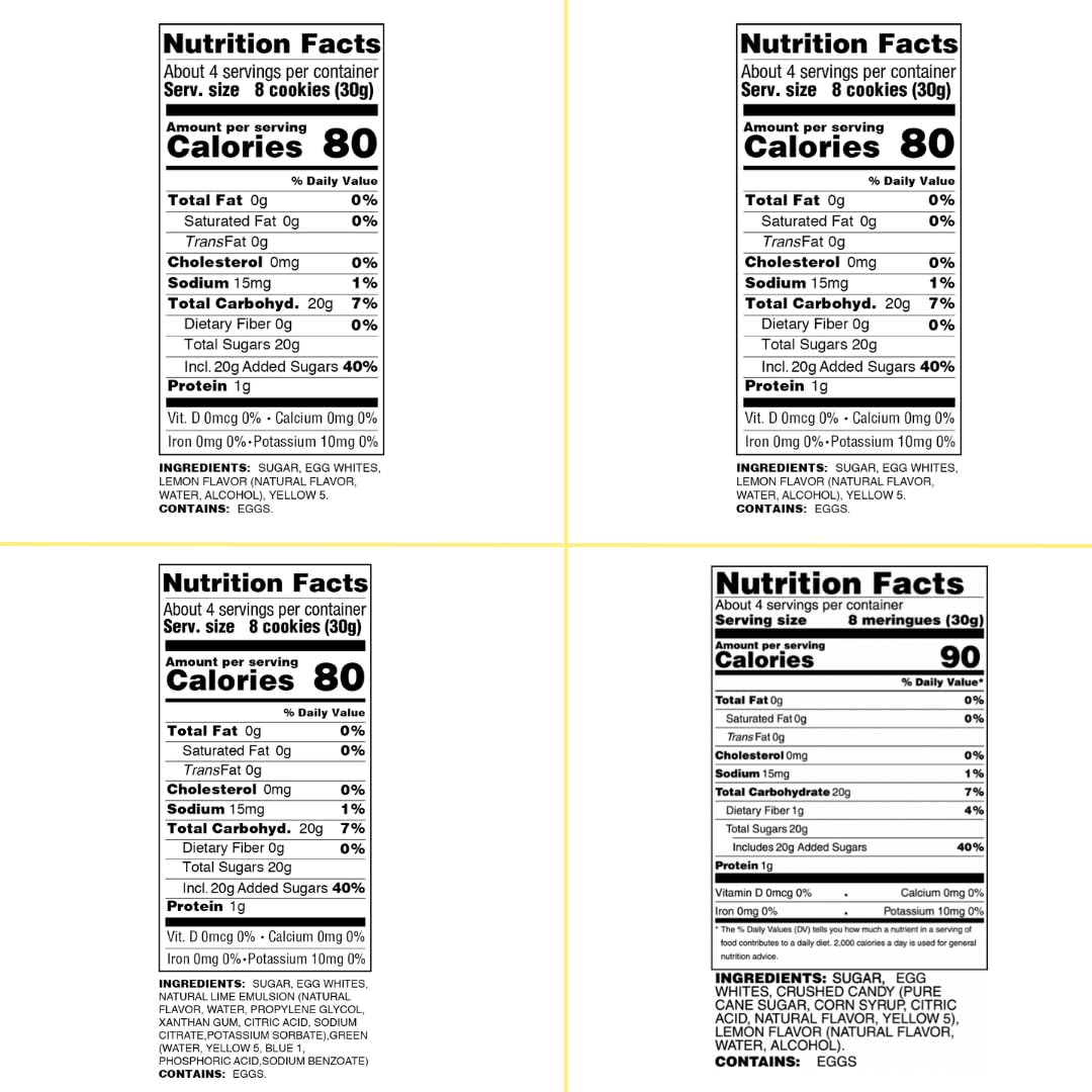 4 Pack Krunchy Melts Original Meringue Cookies | Sweet & Sour 4-Pack | 2 Lemon, Key Lime, Lemon Crush | Only 80-90 Calories Per