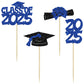 Ephlyn 36Pcs Graduation Cupcake Toppers Dark Blue Glitter Class of 2025 Diploma Cap Picks for Party Decorations