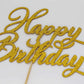 Happy Birthday Cake Topper - Birthday Party Decorations, Double Sided Gold Glitter