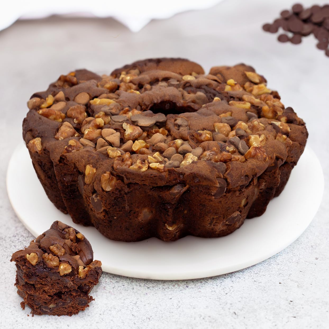 Traditional Chocolate Walnut Coffee Cake  Fresh Chocolate Cake With Walnuts Toppings  Decadent & Delicious Chocolate Cake For Special Occasions - 1.75 Pounds